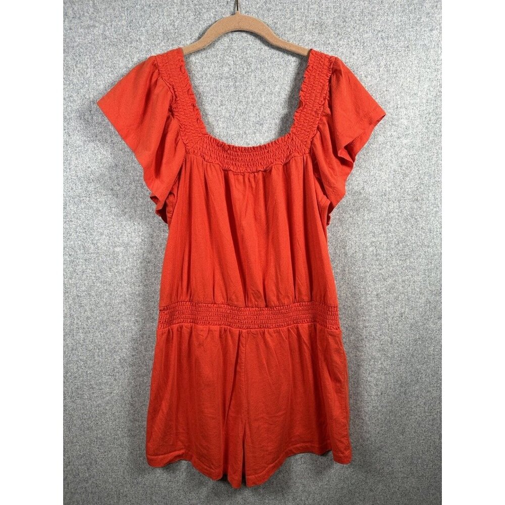 Vintage J. Crew Romper Womens Small Orange Bottom Short Sleeve Stretch Shorts